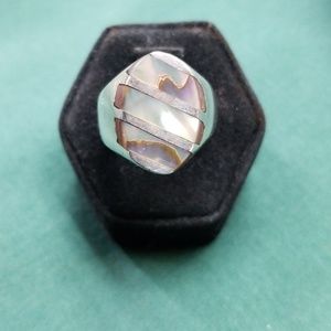 Sterling abalone inlaid ring